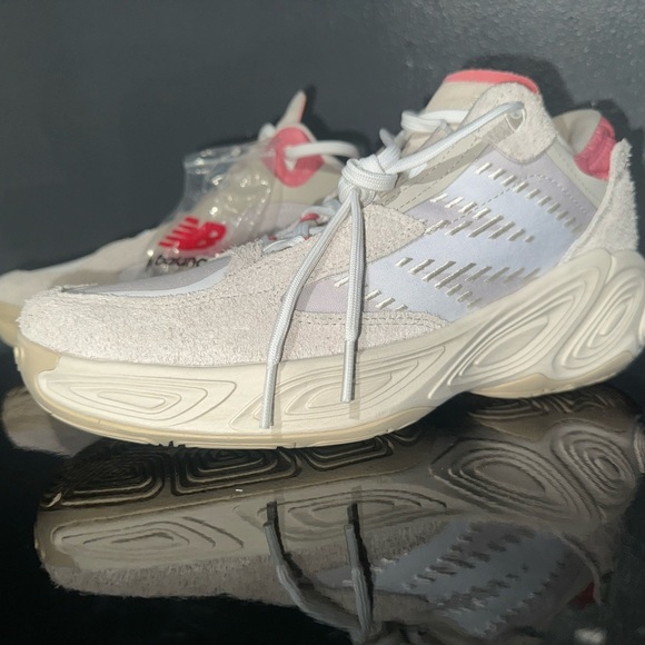 New Balance Suede Sneakers in White Tan and Pink - Picture 2 of 5